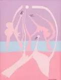 Pancho Guedes, Abstract Figures in Pink, oil on canvas laid down on board