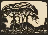 Mimosa, SWA (Nilant 104) by Jacobus Hendrik Pierneef, linocut on paper, sold Jul 2021
