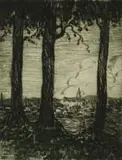 Jacobus Hendrik Pierneef, View of Pretoria through Trees, etching on paper