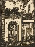 Ou Poortjie, Stellenbosch (Nilant 14) by Jacobus Hendrik Pierneef, linocut on paper, sold Jul 2021