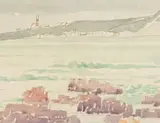 Kaap l'Agulhas by Jacobus Hendrik Pierneef, watercolour and pencil on paper, sold Jul 2021