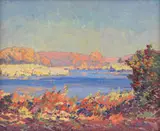 Rooiplaat by Jacobus Hendrik Pierneef, oil on board, sold Jul 2021