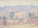 Landscape with Trees and Aloe by Jacobus Hendrik Pierneef, oil on board, offered Jul 2021