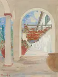 Villa Arcadia by Jacobus Hendrik Pierneef, watercolour and pencil on paper, sold Jul 2021