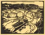 Hermanus, K. P. (Nilant 5) by Jacobus Hendrik Pierneef, linocut on paper, sold Jul 2021