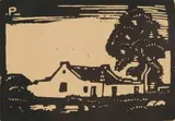 House, Lydenburg (Nilant 51) by Jacobus Hendrik Pierneef, linocut on paper, sold Jul 2021
