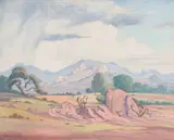 Landscape with Rocks and Trees by Jacobus Hendrik Pierneef, oil on board, sold Jul 2021