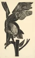 Raymond Andrews, Owl, woodcut