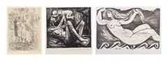 Eleanor Esmonde-White, Wasteland; Mother and Child; Reclining Nude, three, etching and woodcut