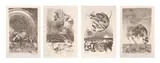 Leon de Bliquy, Die Olifant en die Reën; Wording van die Eland; Wedergeboorte van die Sprinkaankind; Reënbul en sy Geliefde, four, lithograph on paper