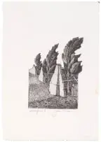 Jan Visser, Ruins and Trees, etching