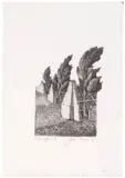 Jan Visser, Ruins and Trees, etching
