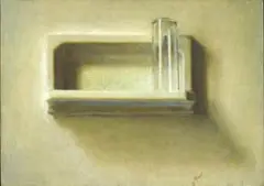 Andries Gouws, Soap Dish with Glass, Madrid, oil on canvas