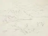 West of Heraklion, Crete by Walter Battiss, pen and ink on paper, sold Aug 2021