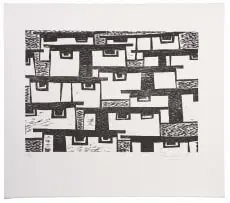 Eleanor Esmonde-White, Abstract Houses, linocut on paper