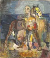 Marthinus la Grange, Man and Horse, oil on canvas laid down on board