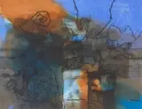 Louis Maqhubela, Figure and Bird, mixed media on paper