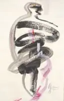 Nel Erasmus, Cross Roads I - Flame, mixed media on paper