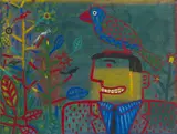 Man with Birds by Norman Catherine, oil on canvas, sold Aug 2021