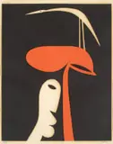 Man, Tree and Bird by Walter Battiss, linocut, sold Aug 2021