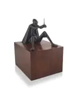 Gerard De Leeuw, Sangoma, bronze on a wooden base