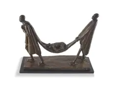 Gerard De Leeuw, Die Siek Kalfie/The Sick Calf, bronze on a wooden base