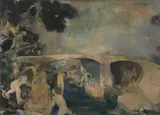 Jean Welz, Bathers and the Bridge, oil on canvas