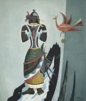 Alexis Preller, Herdboy (Boy with a Flute), oil on canvas