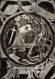 The Angel Chases Satan by John Muafangejo, linocut, sold May 2021