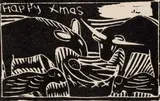 John Muafangejo, Happy Xmas, linocut