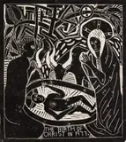 The Birth of Christ by John Muafangejo, linocut, sold May 2021
