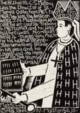The Bishop Rt. C. S. Mallory by John Muafangejo, linocut, sold May 2021