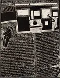 John Muafangejo, Zimbabwe House, linocut