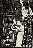 The First Bishop of Doicese (sic) of Namibia by John Muafangejo, linocut, sold May 2021