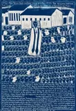 Oniipa New Printing Press (blue) by John Muafangejo, linocut, sold May 2021