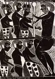 Weyulu was the Unele (sic) of the Last Chief Mandume by John Muafangejo, linocut, sold May 2021