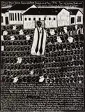 Oniipa New Printing Press by John Muafangejo, linocut, sold May 2021