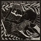 Strong Man is Strangling the African Lion by John Muafangejo, linocut, sold May 2021