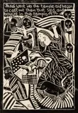 Jesus Went into the Temple and Began to Cast Out by John Muafangejo, linocut, sold May 2021