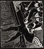 Death of a Chief: Mandume by John Muafangejo, linocut, sold May 2021