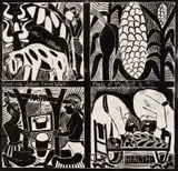 Cattle in Farmer by John Muafangejo, linocut, sold May 2021