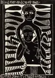 Blind Man and Creep (sic) Man by John Muafangejo, linocut, sold May 2021