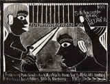 Jealousy Man Wants to Kill a Rich Man by John Muafangejo, linocut, sold May 2021