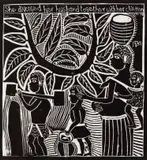 She Divorced her Husband Together with her Children by John Muafangejo, linocut, sold May 2021