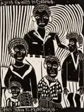 A Good Femily (sic) in Ovambo by John Muafangejo, linocut, sold May 2021