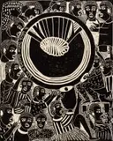A Which (sic) Doctor Dancing by John Muafangejo, linocut, sold May 2021