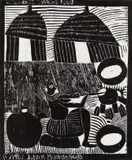 A Woman is Cooking Food by John Muafangejo, linocut, sold May 2021