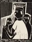 Woman Without Man by John Muafangejo, linocut, sold May 2021