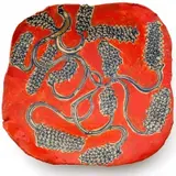 Ruan Hoffmann, Red Aloe, ceramic earthenware, underglaze, on-glaze enamels and gold lustre