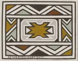 Ndebele Design I by Esther Mahlangu, natural pigments and mixed media on canvas laid down on board, sold May 2021